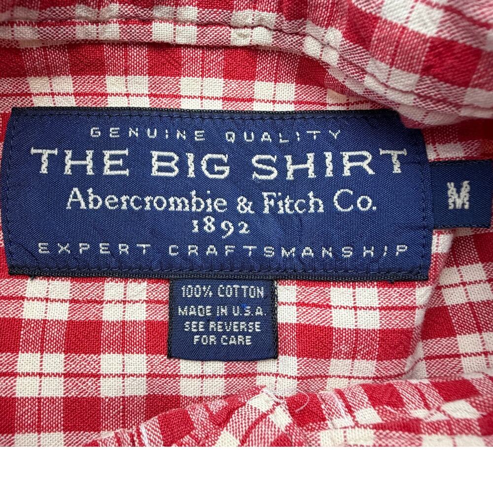 Vintage Abercrombie & Fitch The Big Shirt Men Red Gingham Check Button Down USA - Picture 3 of 7
